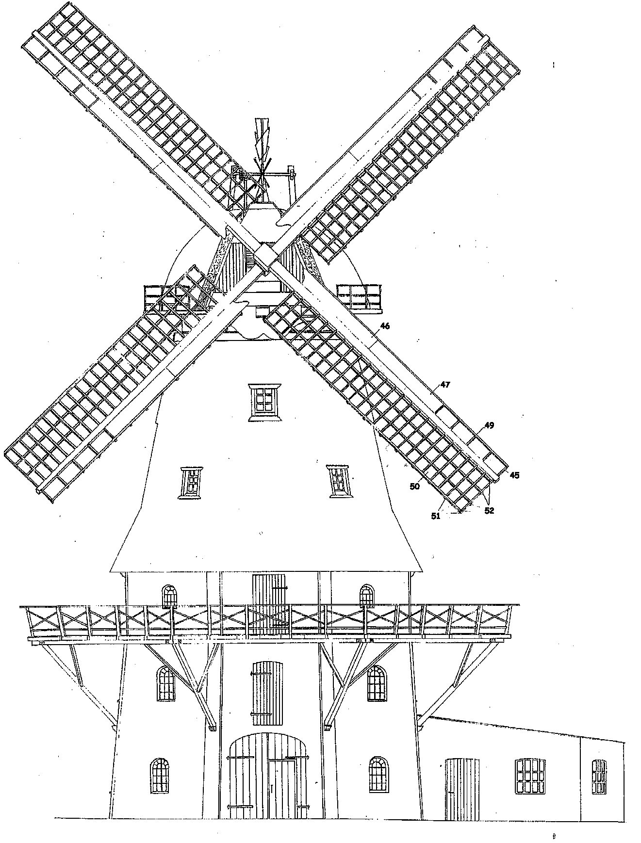 Frontalschema der Heiser Mühle, Copyright Koopmann 1997/1998